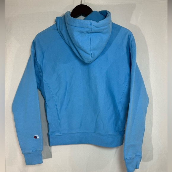 Champion Reverse Weave Hoodie Small Light Blue Sky Blue Embroidered Logo - Picture 4 of 7